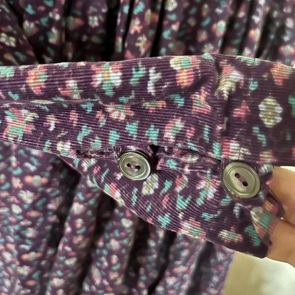 Vintage 80s Laura Ashley Prairie Needlecord Cottagecore Puff Shoulder Dress - Picture 9 of 11